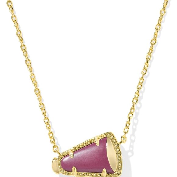 Women's Brass Cheer Short Pendant Necklace Maroon Magnesite Team Spirit